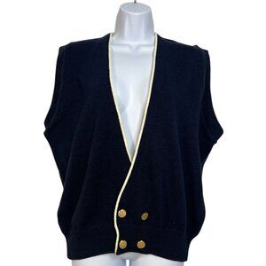 Vintage Sweater Vest Uniforms to You Chicago USA Blue Knit Deep-V Button Large